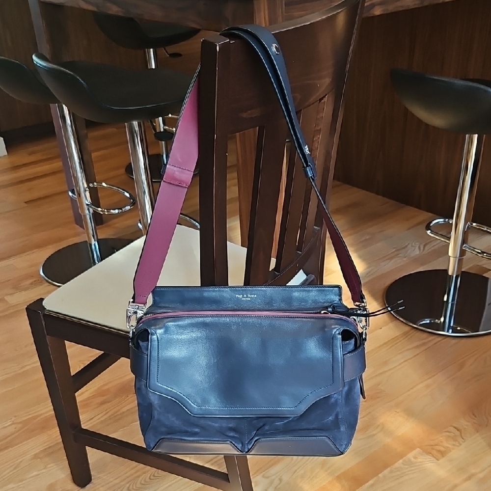Rag & Bone Navy and Burgundy Shoulder Bag